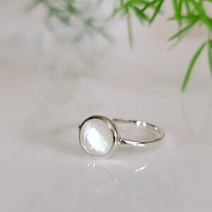 925 Sterling Silver Women's Mother of Pearl Ring, Promise Ring, Gift Ideas